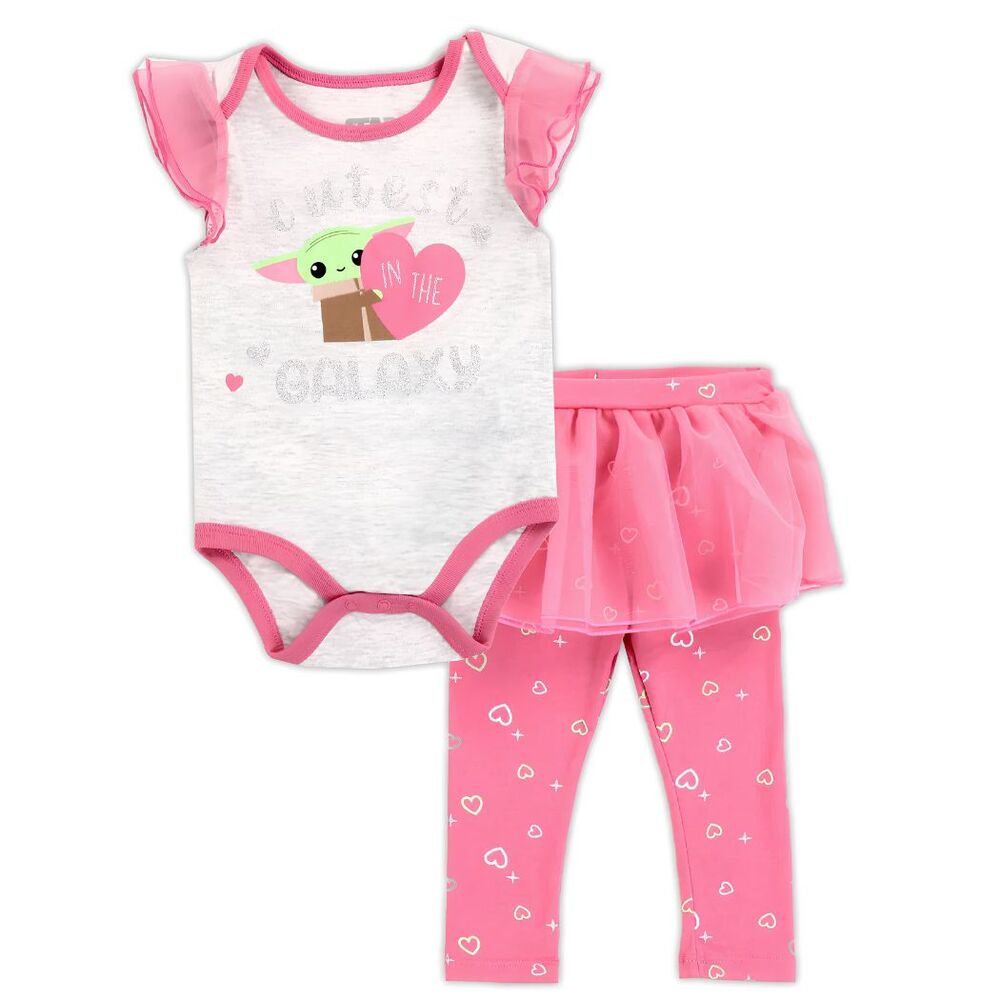 Star Wars Baby Yoda Girls 2-Piece Tutu Legging Set With Bodysuit Sizes 0-9 Mo